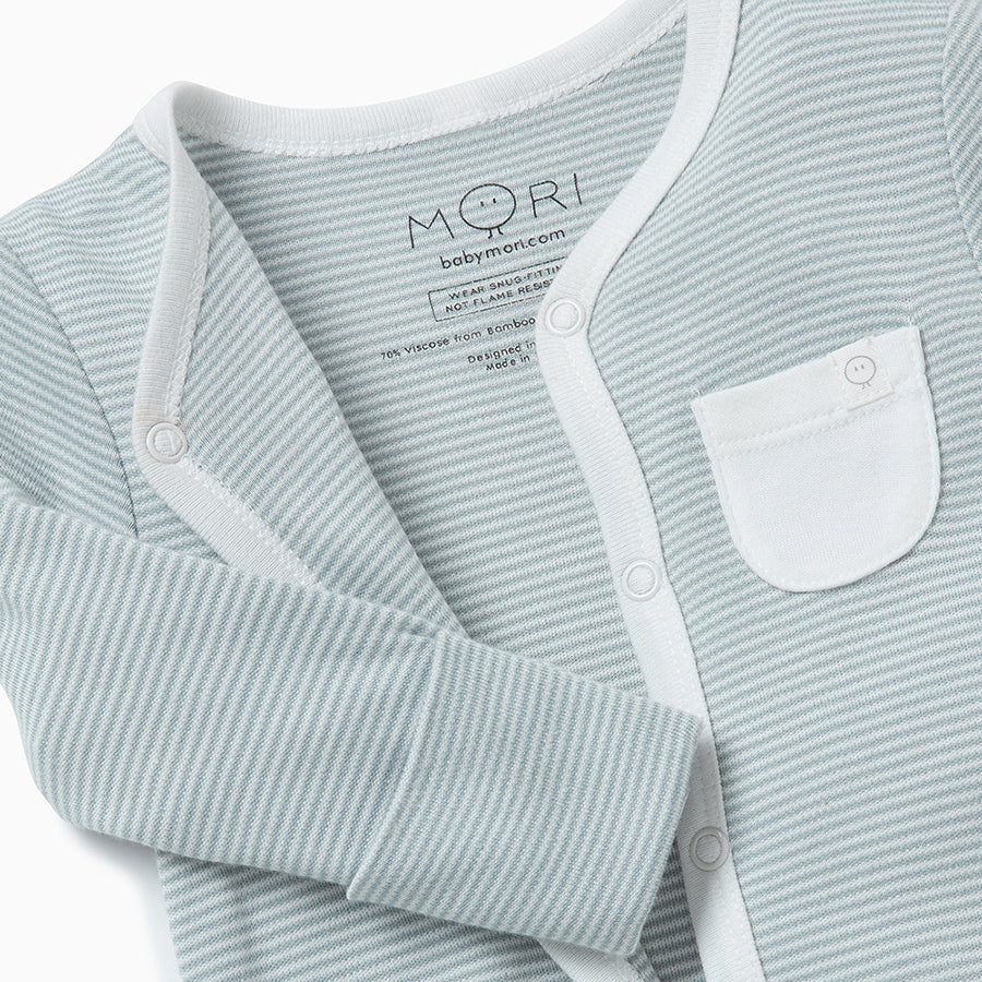 organic_cotton_bamboo_baby_front_opening_sleepsuit_blue_stripe_core_detail