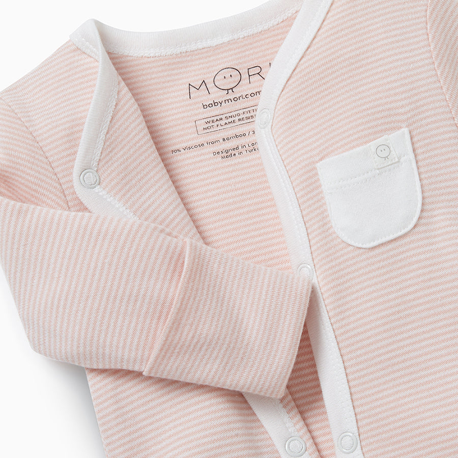 organic_cotton_bamboo_baby_front_opening_sleepsuit_blush_stripe_core_detail
