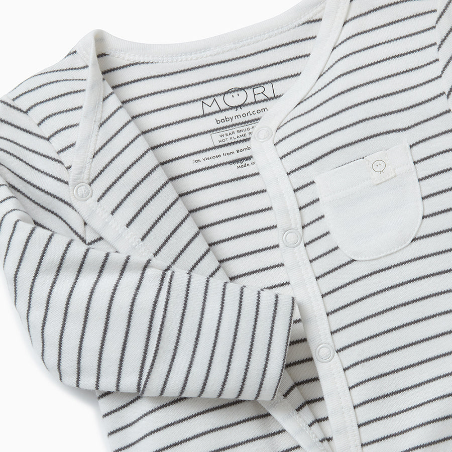 organic_cotton_bamboo_baby_front_opening_sleepsuit_grey_stripe_core_detail