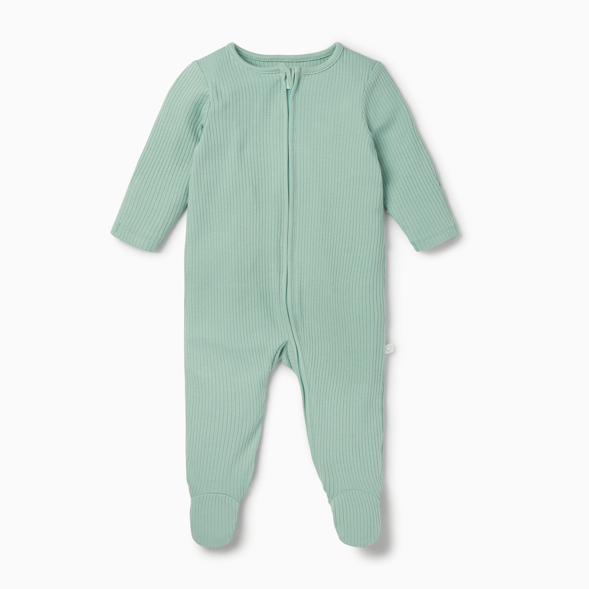 organic_cotton_bamboo_baby_ribbed_zipup_sleepsuit_mint_ribbed_collection_Front